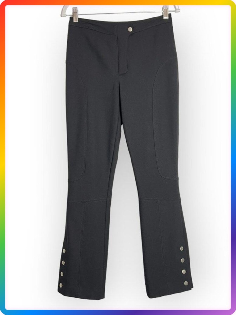 Cinq a Sept Ponte Straight Leg Pants SIZE 2 Black High Rise Button Hem WAIST 28